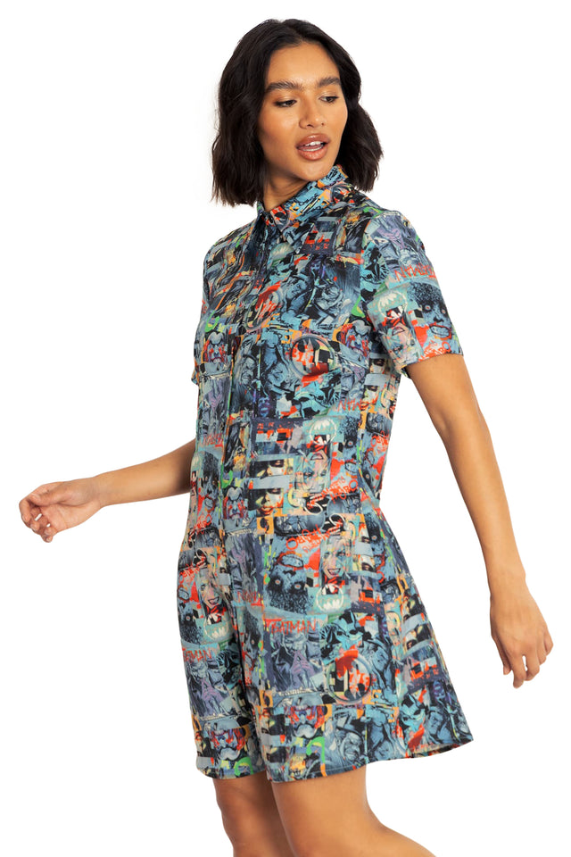 BlackMilk Clothing x Warner Brothers DC - Gotham Villains Button Up Shirt Dress - Warner Bros. Merchandise - Collaboration apparel - Licenced.