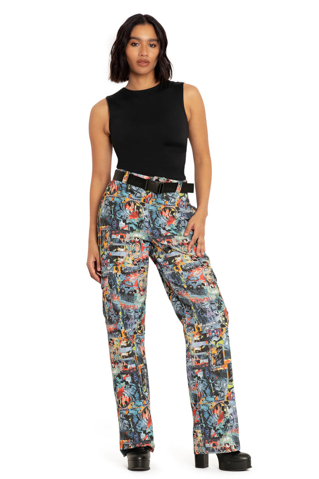 BlackMilk Clothing x Warner Brothers DC - Gotham Villains Straight Leg Cargo Pants - Warner Bros. Merchandise - Collaboration apparel - Licenced.