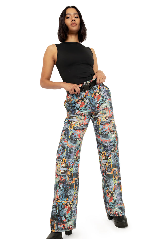 BlackMilk Clothing x Warner Brothers DC - Gotham Villains Straight Leg Cargo Pants - Warner Bros. Merchandise - Collaboration apparel - Licenced.