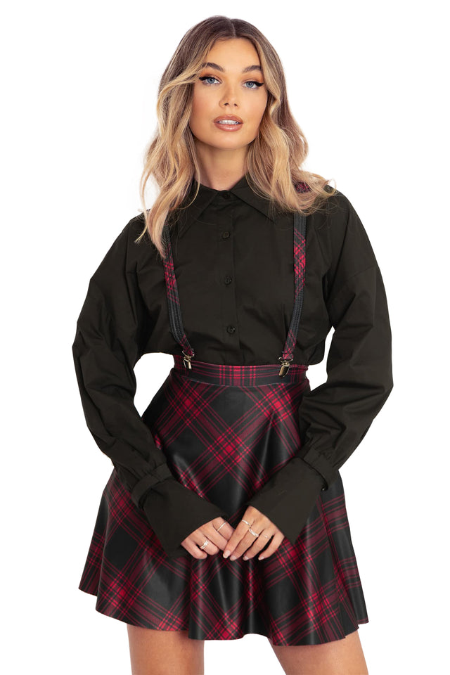 Gothic Romance Black Cinched Waist Button Up Shirt