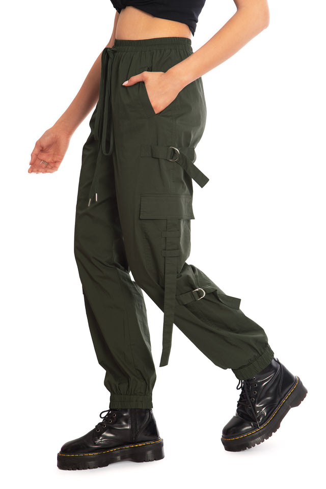 Jungle Green Strappy Comfy Cargo Pants