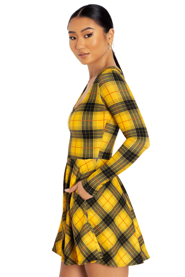 Grunge Tartan Toastie Long Sleeve Skater Dress Side