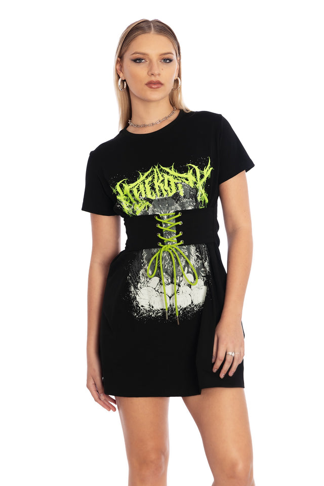 Heavy Mewtal Corset Tee Dress - Limited BlackMilk Clothing Heavy Mewtal Corset Tee Dress - Limited BlackMilk Clothing