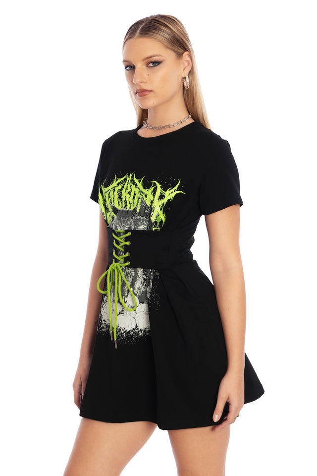 Heavy Mewtal Corset Tee Dress