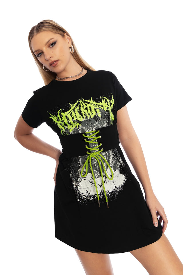 Heavy Mewtal Corset Tee Dress