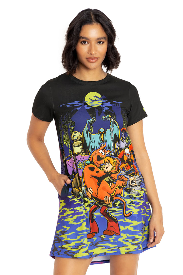 BlackMilk Clothing x Warner Brothers Scooby Doo - Heebie Jeebiesville Swing Tee Dress- Warner Bros. Merchandise - Collaboration apparel - Licenced.