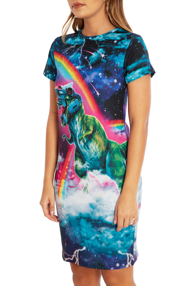 BlackMilk Hell Yeah Reversible Longline Tee Dress, black longline tee dress with 'Hell Yeah' graphic, from the BlackMilk Birthday Collection