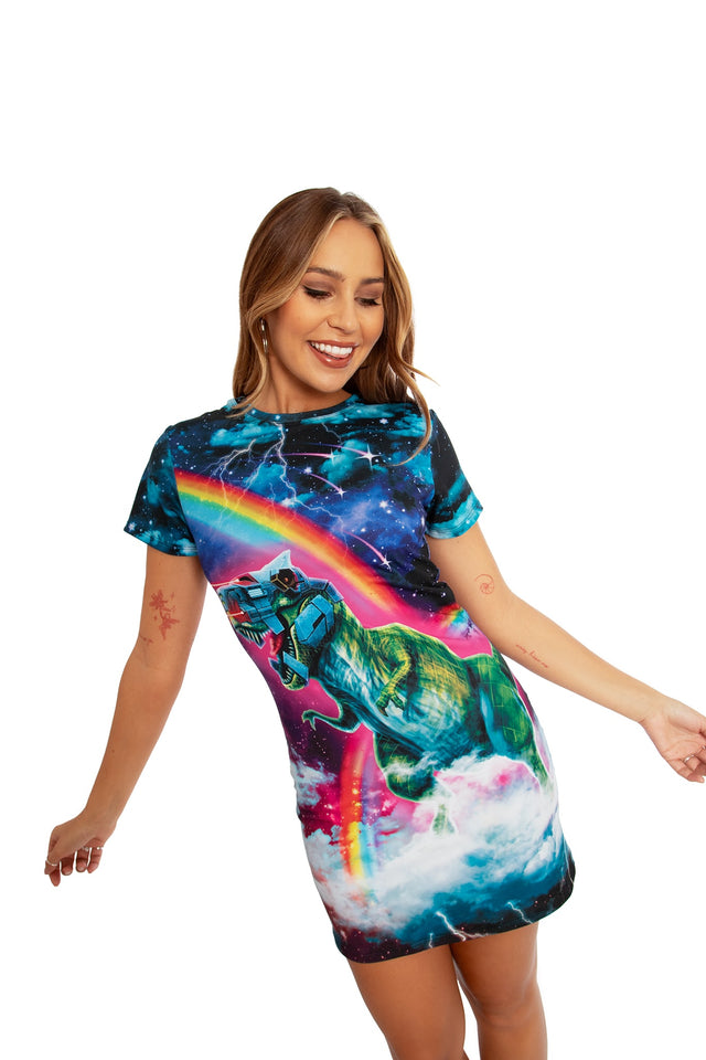 BlackMilk Hell Yeah Reversible Tee Dress, black reversible t-shirt dress with 'Hell Yeah' graphic, from the BlackMilk Birthday Collection