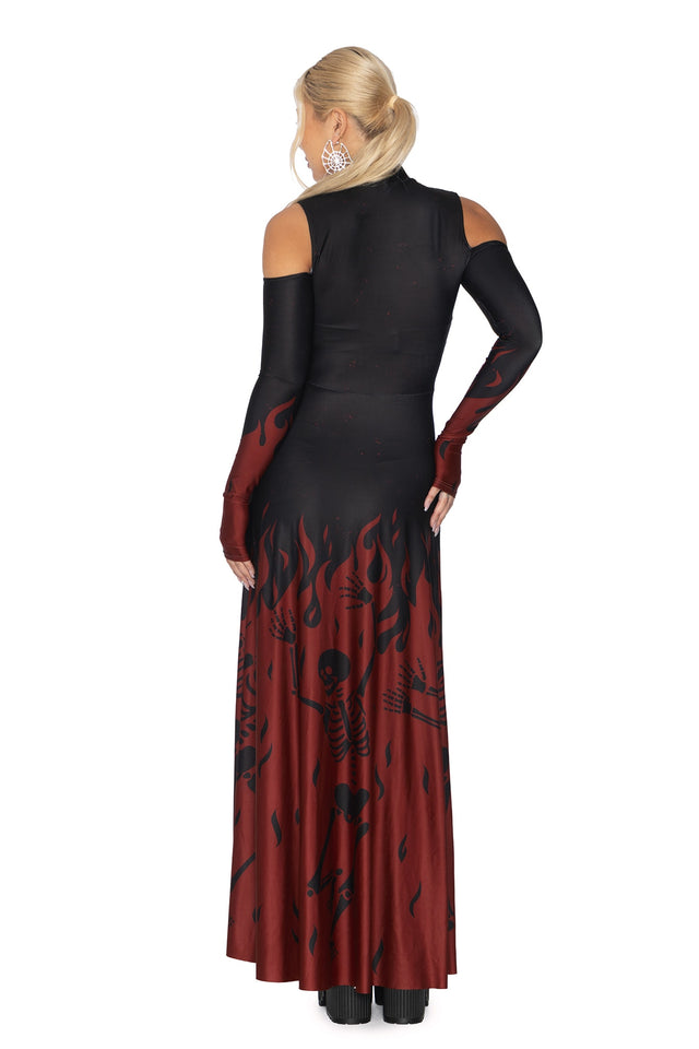 Hellfire Cold Shoulder Maxi Dress