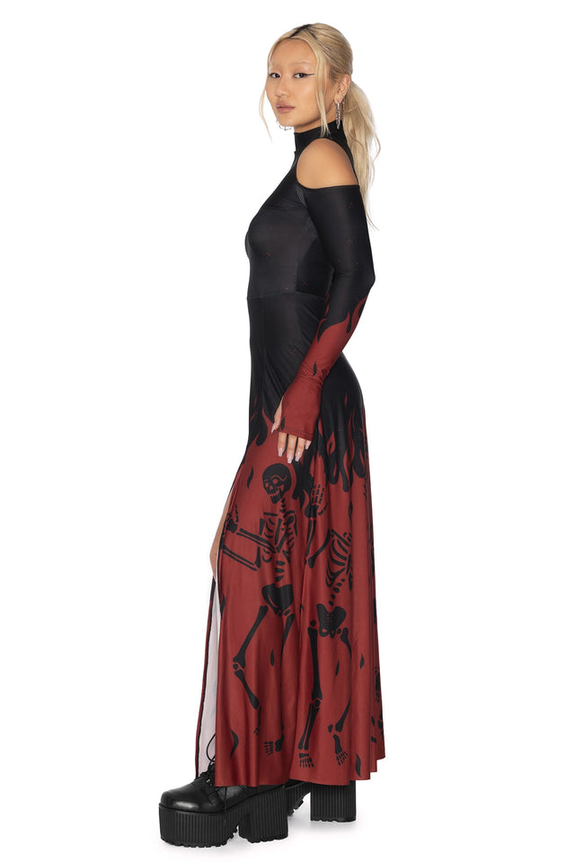 Hellfire Cold Shoulder Maxi Dress