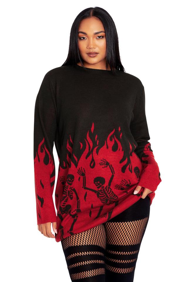 BlackMilk Clothing - Hellfire Knit Oversized Longline Sweater