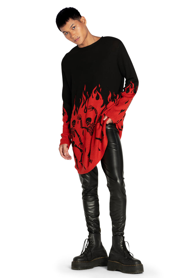 BlackMilk Clothing - Hellfire Knit Oversized Longline Sweater