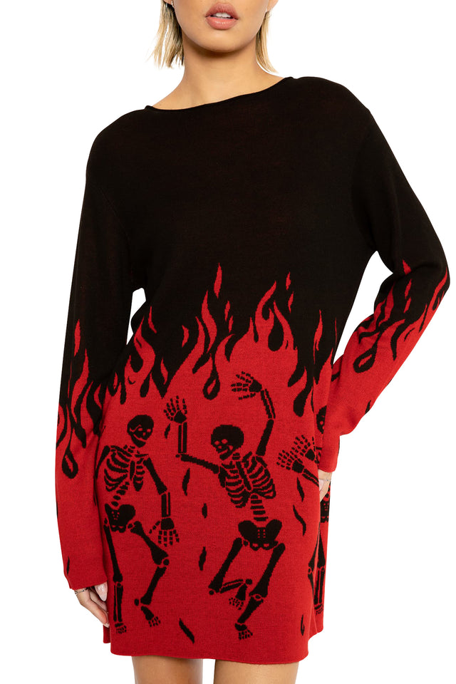 Hellfire Knit Oversized Longline Sweater print 