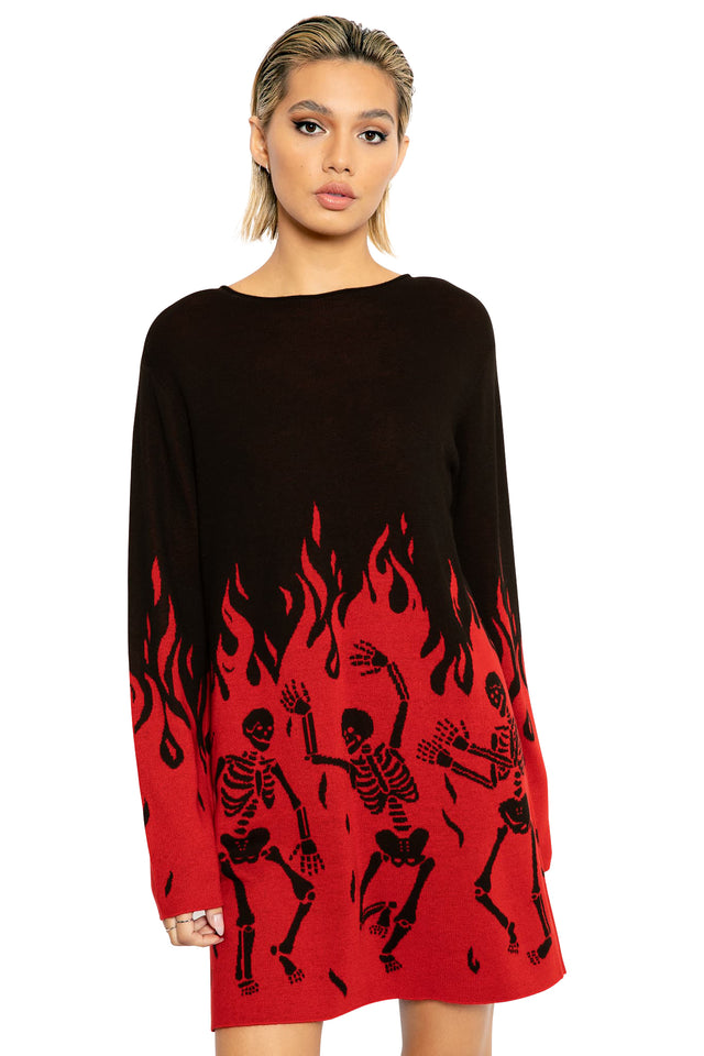 Hellfire Knit Oversized Longline Sweater print