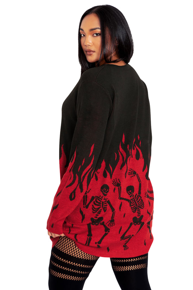 BlackMilk Clothing - Hellfire Knit Oversized Longline Sweater