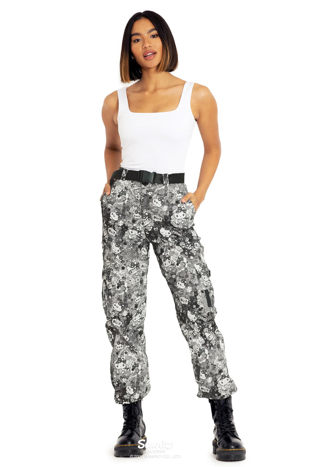 BlackMilk Clothing - Hello Kitty Harajuku Grey Cargo Pants
