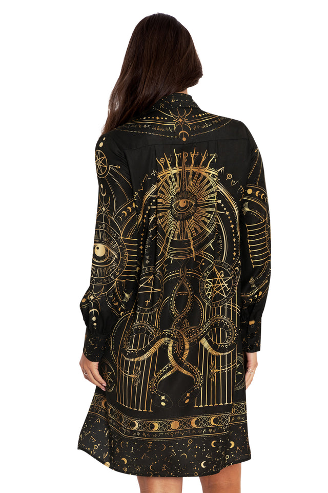 High Priestess Long Sleeve Work It Shirt Dress