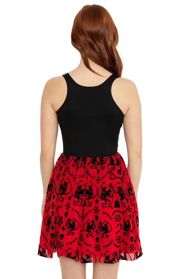 alternative christmas party dress red and black horror style