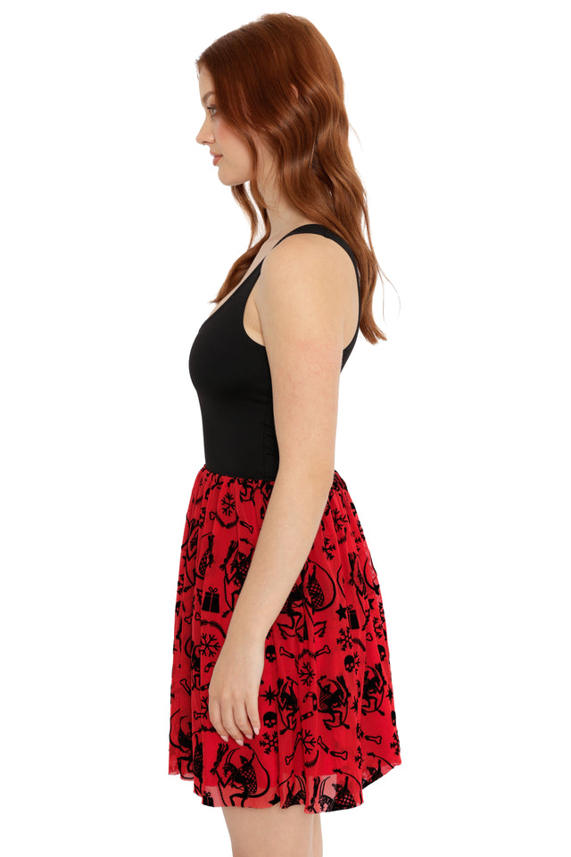 horror christmas outfit reversible red black mini dress