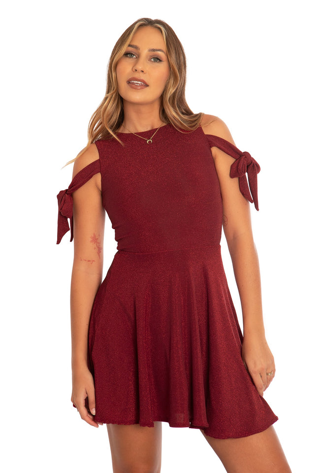 Holiday Party Bow Sleeve Dress