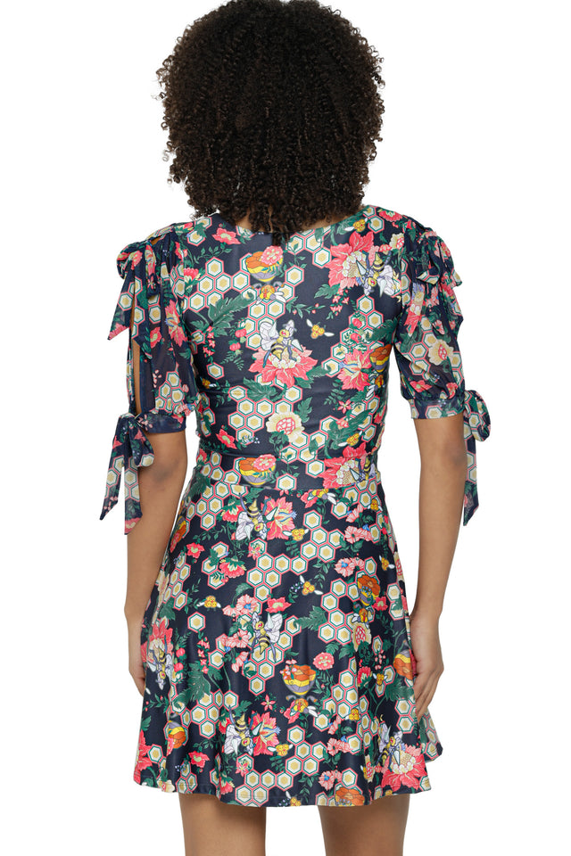 Honey, Honey Sheer Tie Sleeve Skater Dress