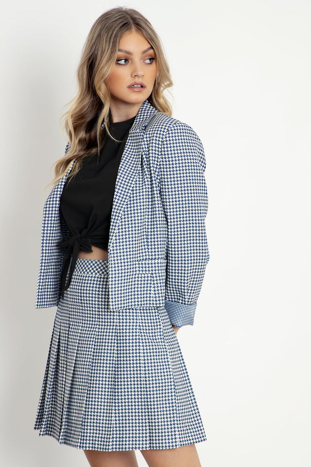 Houndstooth Navy High School Skirt