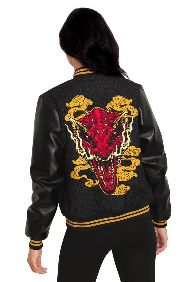 BlackMilk Clothing x Warner Brothers House of the Dragon - House Of The Dragon Caraxes Varsity Jacket- Warner Bros. Merchandise - Collaboration apparel - Licenced.