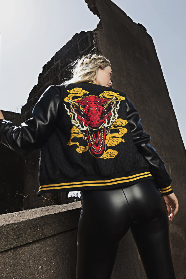 BlackMilk Clothing x Warner Brothers House of the Dragon - House Of The Dragon Caraxes Varsity Jacket - Warner Bros. Merchandise - Collaboration apparel - Licenced.