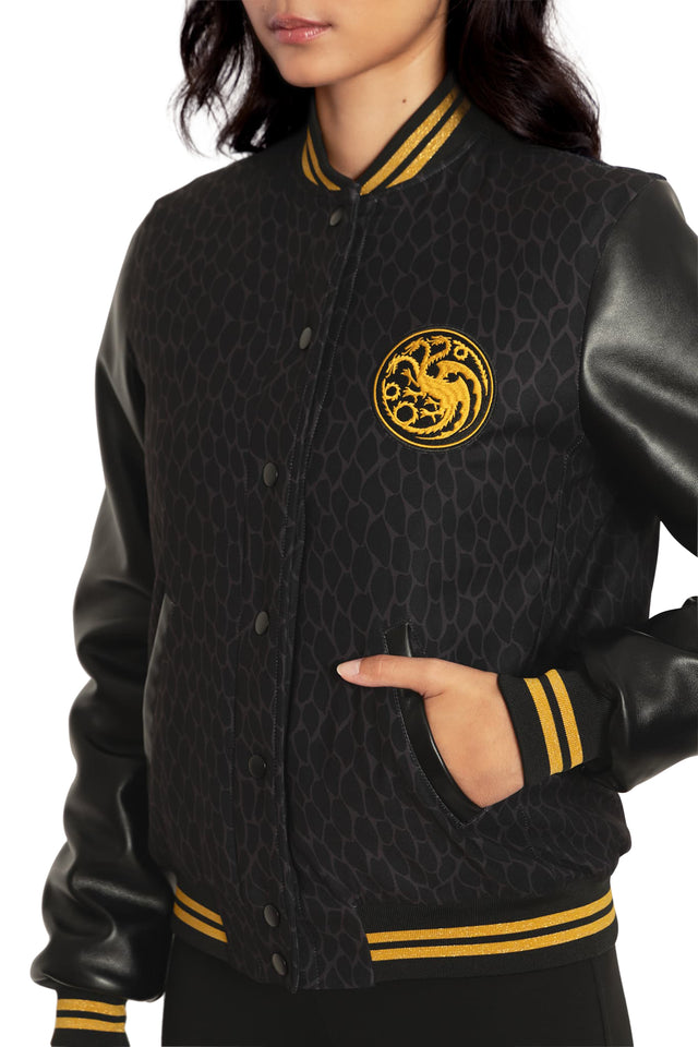 BlackMilk Clothing x Warner Brothers House of the Dragon - House Of The Dragon Caraxes Varsity Jacket - Warner Bros. Merchandise - Collaboration apparel - Licenced.