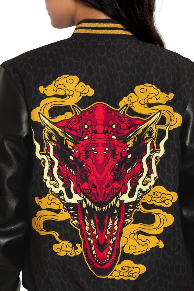 BlackMilk Clothing x Warner Brothers House of the Dragon - House Of The Dragon Caraxes Varsity Jacket- Warner Bros. Merchandise - Collaboration apparel - Licenced.