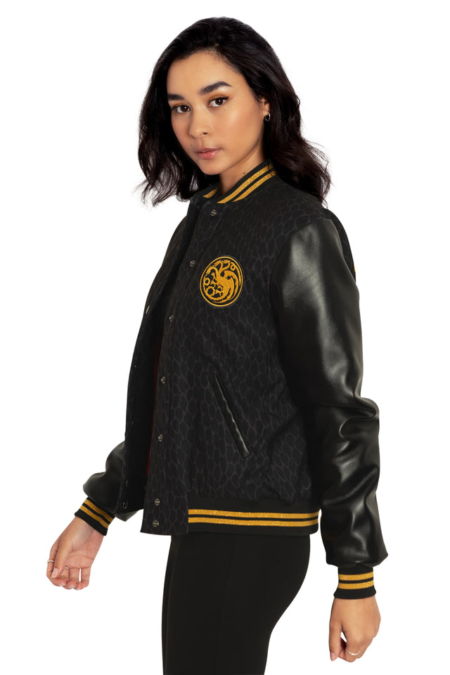 BlackMilk Clothing x Warner Brothers House of the Dragon - House Of The Dragon Caraxes Varsity Jacket- Warner Bros. Merchandise - Collaboration apparel - Licenced.