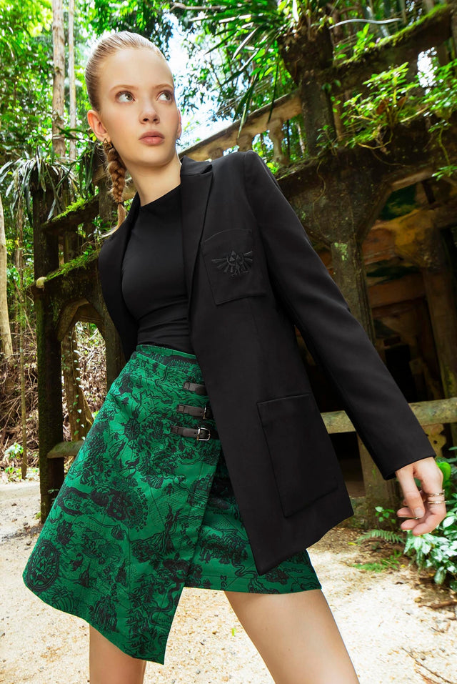 Hyrule Map Green Buckle Wrap A Line Skirt Campaign 