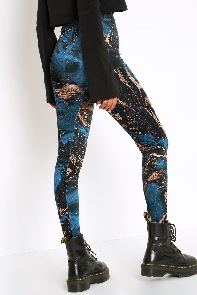 Bring back I Bleed Minerals Velvet High Waisted Leggings by BlackMilk Clothing, iconic abstract mineral print leggings in soft velvet with high waisted fit