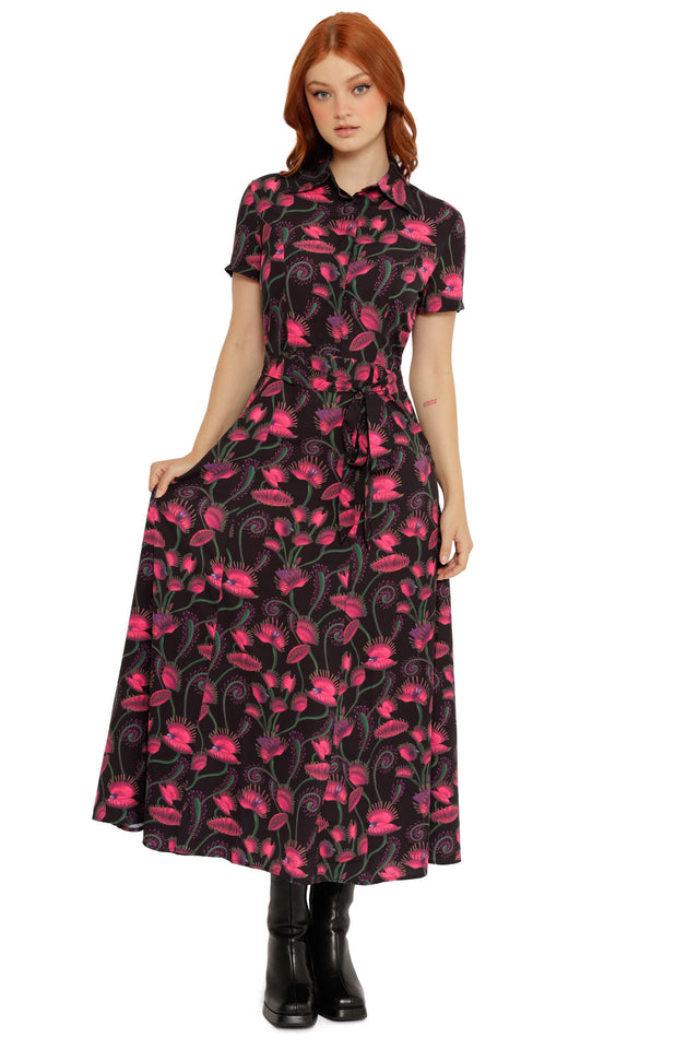 I Eat Flies Short Sleeve Maxi Shirt Dress