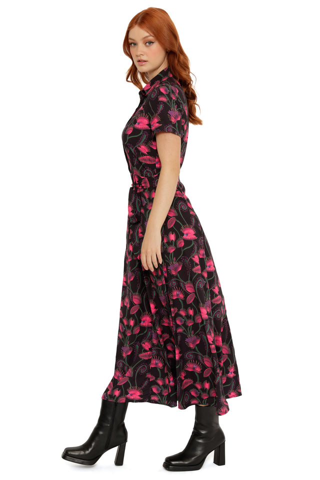 I Eat Flies Short Sleeve Maxi Shirt Dress