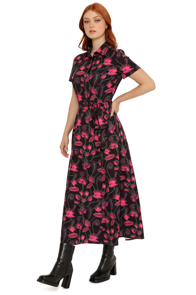 I Eat Flies Short Sleeve Maxi Shirt Dress