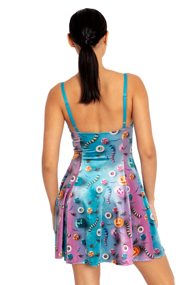 BlackMilk Clothing - I Want Candy Velvet Mini Strappy Dress
