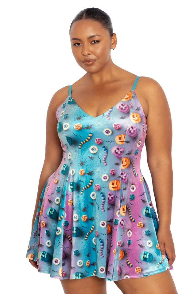 BlackMilk Clothing - I Want Candy Velvet Mini Strappy Dress