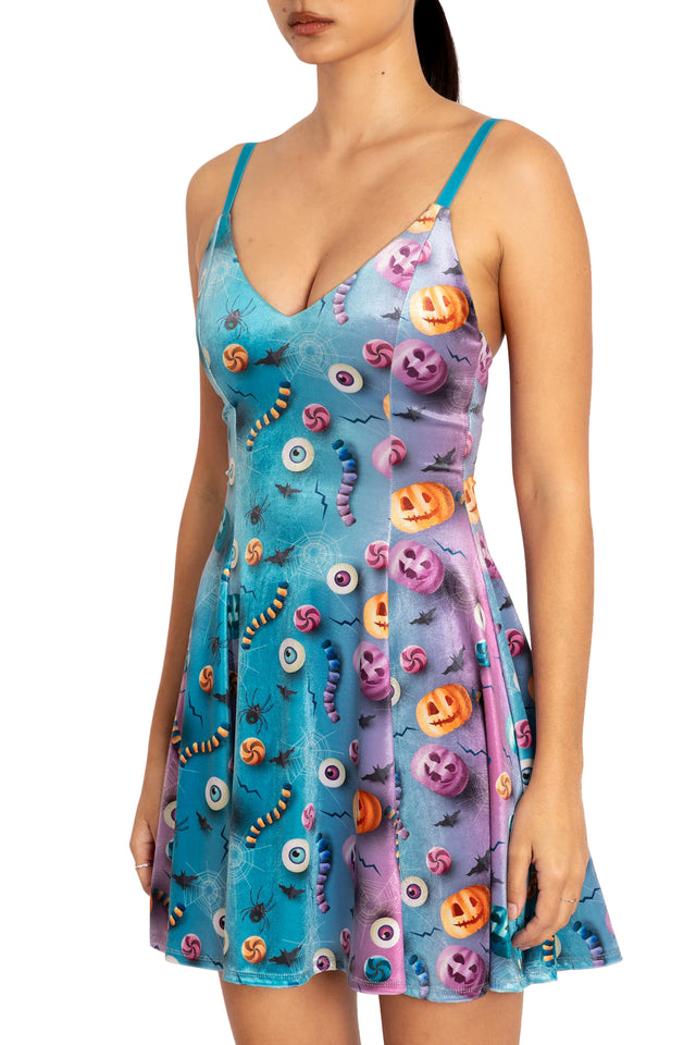 BlackMilk Clothing - I Want Candy Velvet Mini Strappy Dress