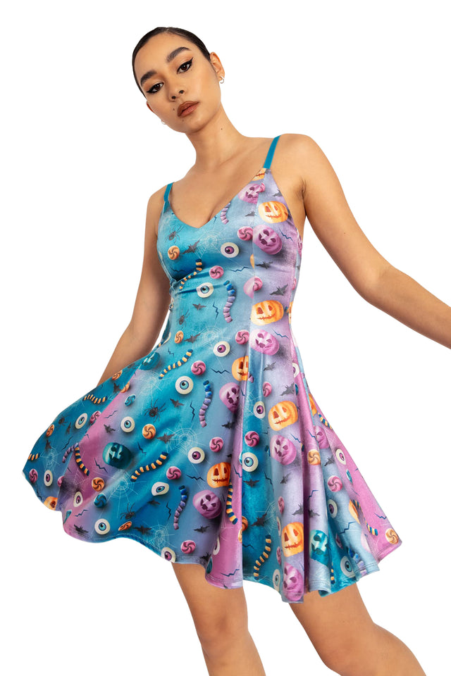 BlackMilk Clothing - I Want Candy Velvet Mini Strappy Dress