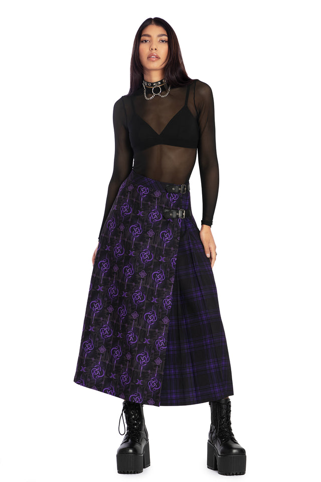 BlackMilk Clothing - Infinity Snake Midaxi Kilt Skirt