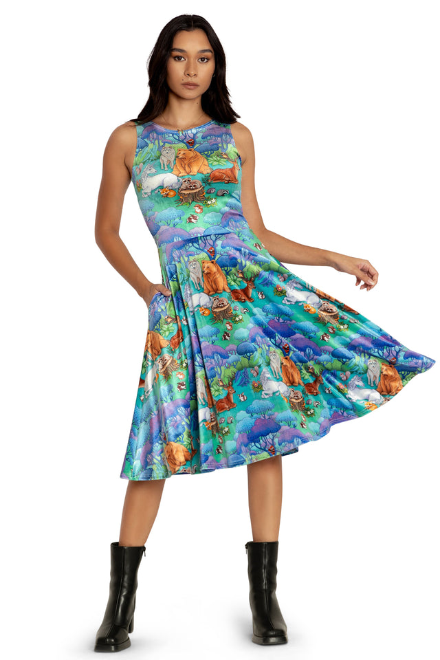 BlackMilk Clothing - Into The Woods Velvet Midi Dress