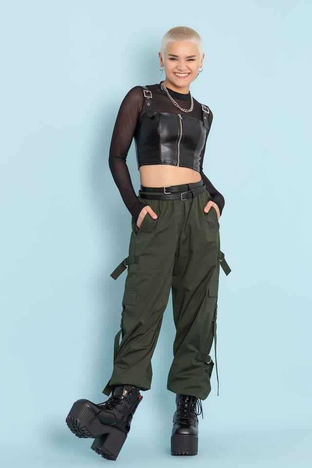 Jungle Green Strappy Comfy Cargo Pants