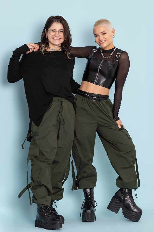 Jungle Green Strappy Comfy Cargo Pants