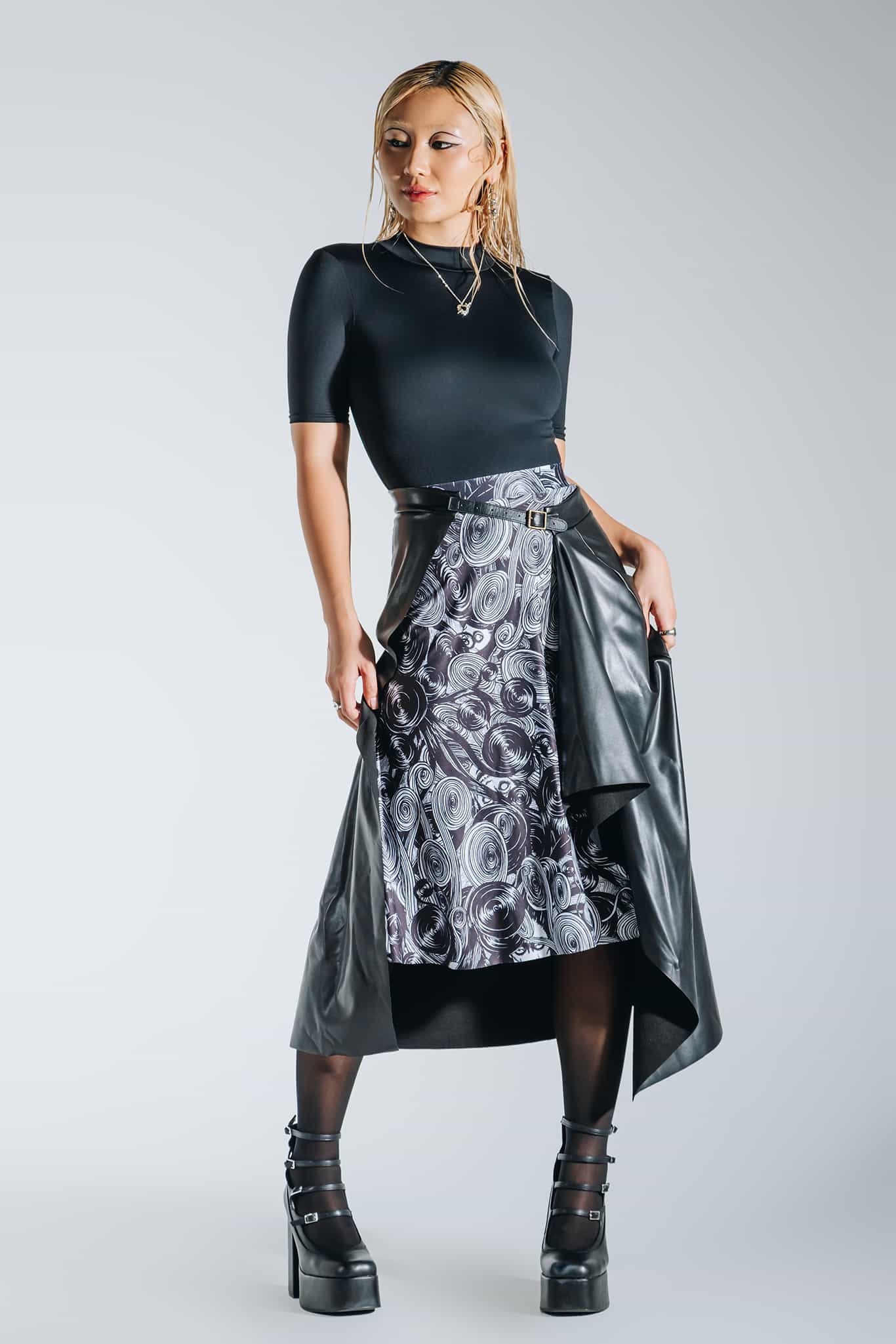 Medusa A-Line Midi Skirt – BlackMilk Clothing