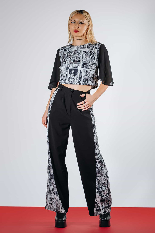 Mosquitoes Sheer Sleeve Crop Top