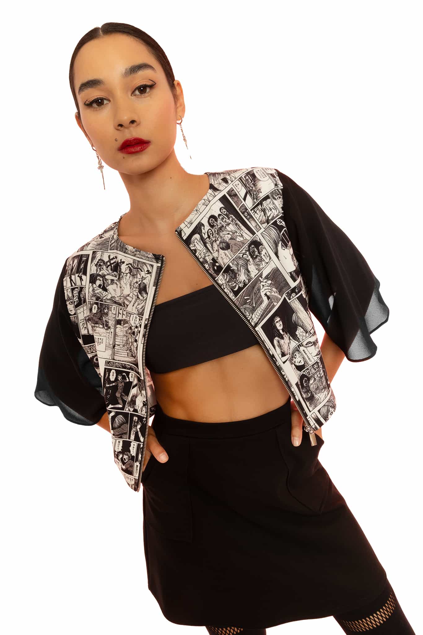 Mosquitoes Sheer Sleeve Crop Top – BlackMilk Clothing Mosquitoes Sheer Sleeve Crop Top – BlackMilk Clothing