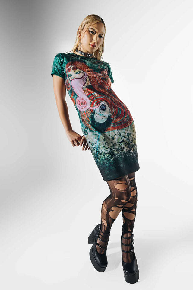 Uzumaki Reversible Longline Tee Dress