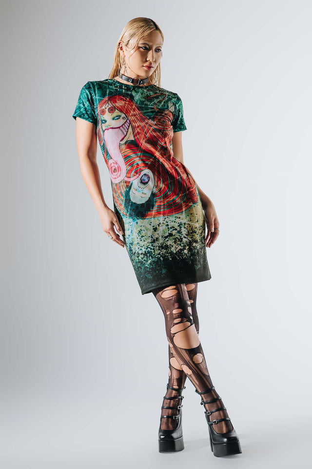 Uzumaki Reversible Longline Tee Dress