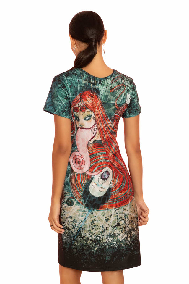 Uzumaki Reversible Longline Tee Dress